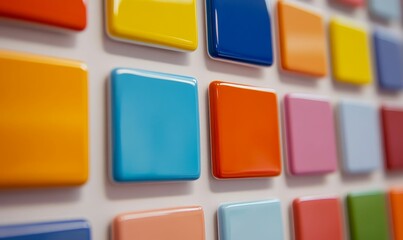 Colorful square tiles vibrant glossy surface