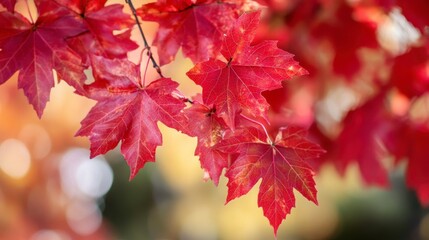 Vibrant Red Maple Leaves Autumn Nature Photography