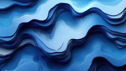 Abstract blue waves background, layered paper cut effect