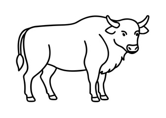Fototapeta premium Majestic Bull: A strong, imposing bull in a minimalist, yet captivating illustration, showcasing the animal's robust form and the essence of its character.