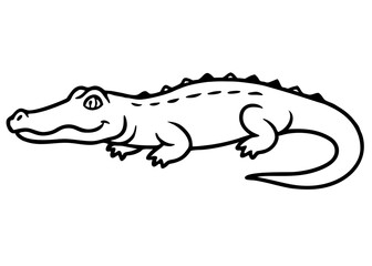 Fototapeta premium Smiling Alligator Illustration: A charming cartoon illustration of an alligator, showcasing its distinctive features and a friendly expression.