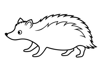 Hedgehog Silhouette: A charming monochrome illustration of a hedgehog, showcasing its distinctive spiky back and endearing features