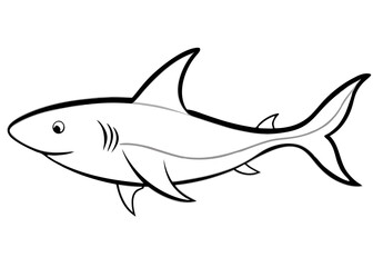 Obraz premium Marine Predator: A sleek illustration of a shark, poised to navigate the depths, highlighting its iconic silhouette.