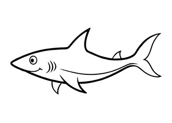 Fototapeta premium Black and White Shark Illustration: A minimalistic yet captivating black and white illustration of a shark, perfect for educational purposes, graphic designs, or adding a touch of aquatic charm.