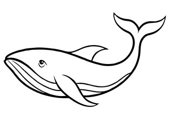 Fototapeta premium Gentle Giant in Monochrome: A simplified illustration of a whale, showcasing its streamlined form, ready to be brought to life with imagination and color.