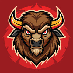 Fierce Bull Logo – Angry Bison Head Mascot – Sports, Gaming, Esports
