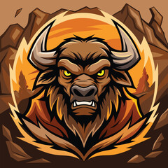 Obraz premium Fierce Bull Logo – Angry Bison Head Mascot – Sports, Gaming, Esports
