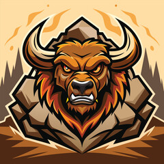 Fierce Bull Logo – Angry Bison Head Mascot – Sports, Gaming, Esports