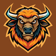 Fierce Bull Logo – Angry Bison Head Mascot – Sports, Gaming, Esports