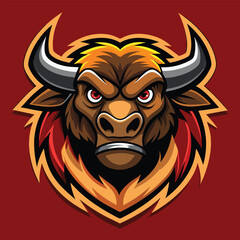 Fierce Bull Logo – Angry Bison Head Mascot – Sports, Gaming, Esports