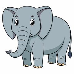 Obraz premium Joyful Elephant: A cheerful cartoon elephant with a friendly expression stands confidently, showcasing its endearing features in a vibrant and playful illustration.