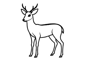 Fototapeta premium Deer Line Art: A minimalist black and white illustration of a majestic deer standing tall, showcasing its elegant form and intricate antlers.