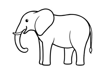 Naklejka premium Majestic Elephant Outline: A simple yet elegant black and white outline of a large elephant, ideal for educational or design purposes. This illustration captures the essence of the African wildlife.