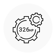 Obraz premium High Engine Power Icon. Horsepower, Engine Performance, Power Output Concept. Illustration for Machinery Concept.