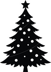 Christmas Tree Black Silhouette Vector Design – Holiday Tree Icon