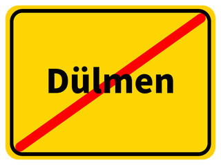 Illustration eines Stadtausgangsschildes von Dülmen, einer Gemeinde des Kreises Coesfeld