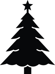 Christmas Tree Black Silhouette Vector Design – Holiday Tree Icon