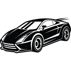 Obraz premium Black and White Vector Sports Car Illustration | Minimalist Auto Graphic Design