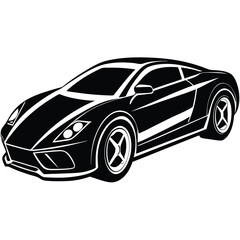Obraz premium Black and White Vector Sports Car Illustration | Minimalist Auto Graphic Design