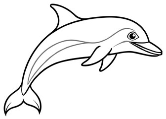 Fototapeta premium Joyful Dolphin: Captivating outlines of a playful dolphin, creating a dynamic portrayal of underwater life, perfect for coloring or design projects.