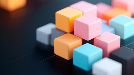 Obraz premium Pastel Colored Cubes Abstract Geometric Composition