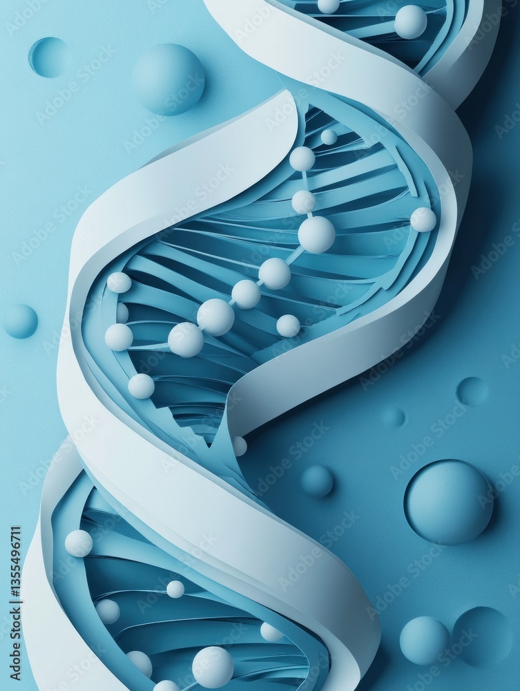 Aufkleber futuristic paper cut design featuring molecular structures and dna helixes in sleek interconnected l
