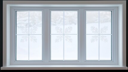 Frosty window close-up winter wonderland gigapixel image cozy home indoor perspective delicate snowflakes