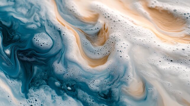 A close up view of swirling liquid with bubbles