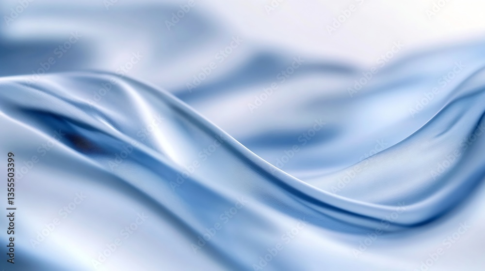 Aufkleber Elegant blue satin fabric draped gracefully on a soft background creating a flowing texture : Generative AI