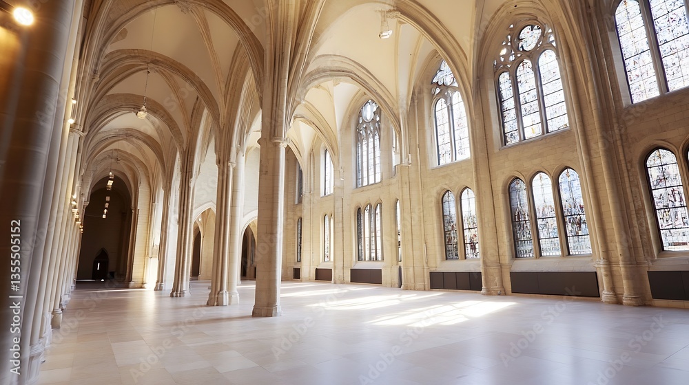 Poster stunning gothic architecture with majestic arches and large windows in a grandeur hall : generative 