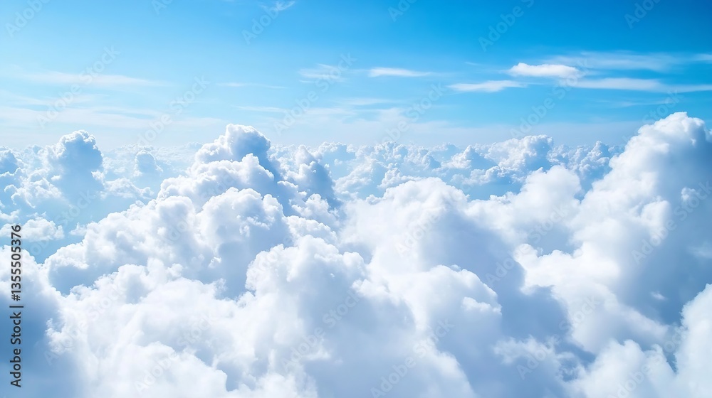 Aufkleber fluffy white clouds across a stunning blue sky creating a peaceful and serene atmosphere for mindful