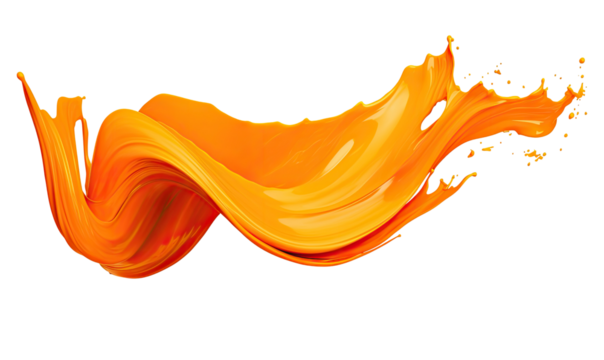 Orange Paint Brush Stroke on transparent background