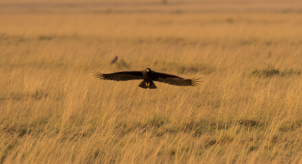 Eagle Soaring High Against Clear Blue Sky with Wings