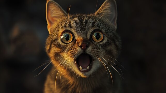Gato sorprendido con ojos grandes