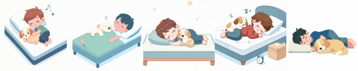 vector boy sleeping with dog