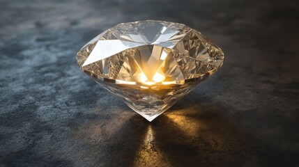 A close-up of a diamonds facets reflecting light after precision cutting, placed on a charcoal gray backdrop.