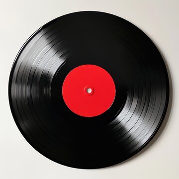 Disco de vinilo negro con centro rojo
