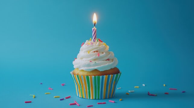 Cupcake decorado con vela y chispas