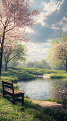 Obraz premium A Tranquil Oasis: Discover the Serenity of Nature's Embrace and the Perfect Respite Amidst Peaceful Landscapes