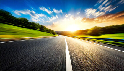 Blurred background. Speeding road background. High exposure speedy road material.