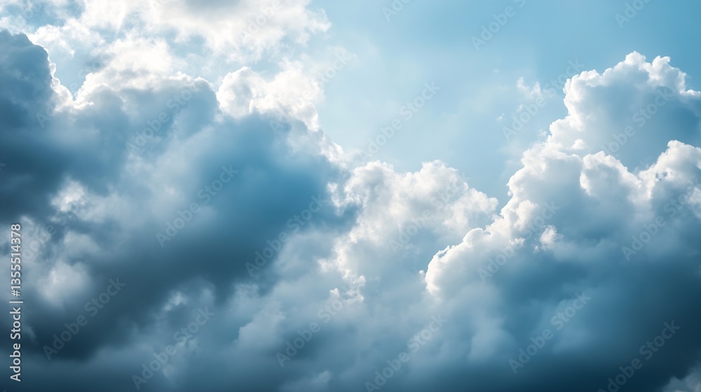 Poster dramatic sky filled with clouds showcasing a variety of textures and light creating a beautiful back