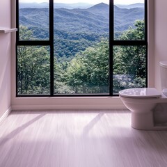 Fototapeta premium Mountain View Bathroom Serenity.