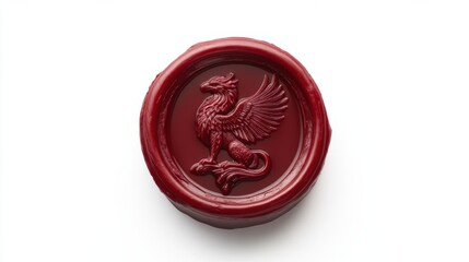 Sello de lacre con grifo en rojo
