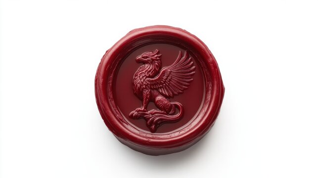 Sello de lacre con grifo en rojo