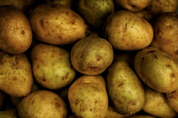 Fresh potatoes sold at the market.