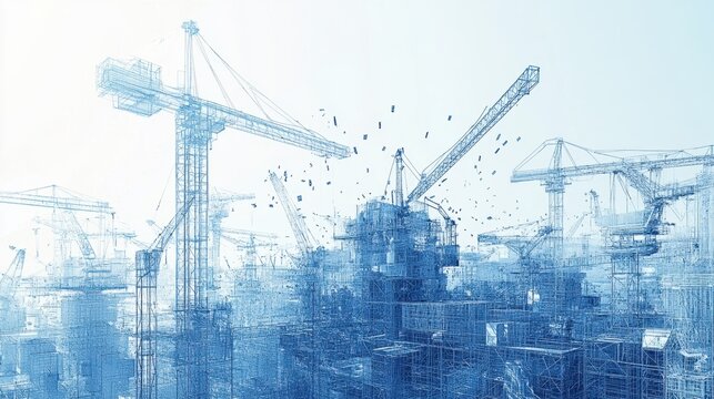Construcci&oacute;n y gr&uacute;as en la ciudad