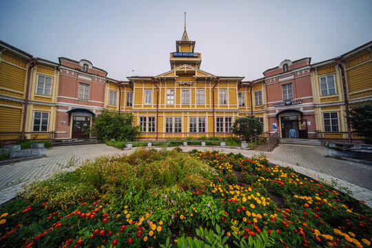 Chita, Russia - August 9, 2021: The building of the postal and telegraph office was built according to the project of architect Maximilian Yurievich Arnold in 1893.