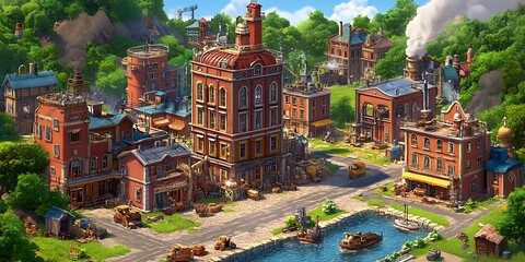 Obraz premium Industrial Town Panorama.