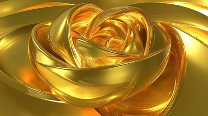 Glistening Golden Rose Abstract close-up with intricate metal texture, set against a shimmering swirl