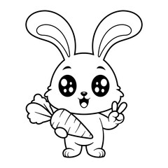 Bunny carries a carrot, for coloring